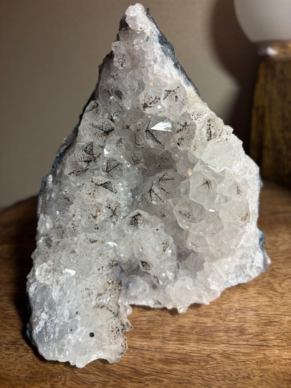 Clear Quartz Crystal Cluster - White with Gray Accents